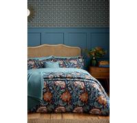 Morris & Co 'Pink & Rose Teal' Duvet Cover Set in Teal | Size: Double