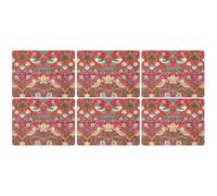 Pimpernel x Spode Morris & Co. Set of 6 Placemats for Table - Strawberry Thief Red Table Mats, Cork-Backed with Heat Resistance and Stain Protection