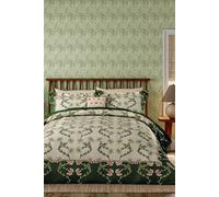 Morris & Co 'Scrolling Carnation' Cotton Duvet Cover Set in Green | Size: Super King