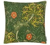 Morris&Co. Seaweed Outdoor Cushion - Water Resistant Art Nouveau Archive Print Garden Pillow with Piped Trim (Forest - 50x50cm)