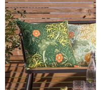 Morris&Co. Seaweed Outdoor Cushion - Water Resistant Art Nouveau Archive Print Garden Pillow with Piped Trim (Forest - 50x50cm)