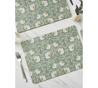 Morris & Co Set of 4 Rectangular Pimpernel Placemats Green