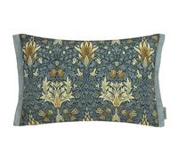 Morris&Co. Snakeshead Outdoor Cushion - Water Resistant Heritage Print Garden Pillow with Oxford Trim (Indigo/Stone - 60x40cm)