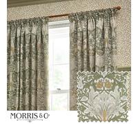 Morris&Co. Snakeshead Pencil Pleat Curtain Pair - Lined Jacquard Chenille Bold Floral Drapes (Sunflower/Stone - 168x229cm)