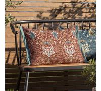 Morris&Co. Snakeshead Outdoor Cushion - Water Resistant Heritage Print Garden Pillow with Oxford Trim (Berry/Natural - 60x40cm)