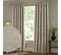 Morris & Co Strawberry Thief Jacquard Fully Lined Pencil Pleat Curtains in Cream | Size: 117Cm Width X 137Cm Drop