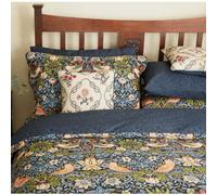 Morris & Co Strawberry Thief Kingsize Duvet Cover Set, Indigo