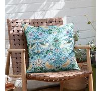 Morris & Co Strawberry Thief Piped Outdoor Cushion in Blue | Size: 50 cm x 50 cm Morris & Co Blue 50 cm x 50 cm