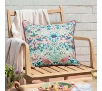 Morris & Co Strawberry Thief Piped Outdoor Cushion in Coral | Size: 50 cm x 50 cm Morris & Co Coral 50 cm x 50 cm