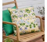 Morris & Co Strawberry Thief Piped Outdoor Cushion in Yellow | Size: 50 cm x 50 cm Morris & Co Yellow 50 cm x 50 cm