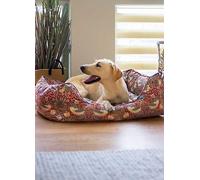 Morris & Co Strawberry Thief Print Square Pet Bed - Burgundy