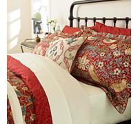 Morris & Co Strawberry Thief Super Kingsize Duvet Cover Set, Crimson