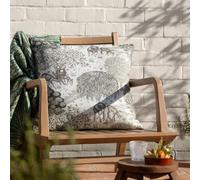 Morris&Co. Brook Outdoor Cushion - Medieval Tapestry-Inspired Jacquard Water Resistant Garden Pillow with Piped Trim (Linen - 55x55cm)