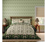 Morris & Co V&A Scrolling Carnation in Olive & Ivory Duvet Cover Set - King, Olive/Ivory