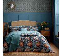 Morris & Co William Morris Teal Pink & Rose 3 Piece Duvet Cover Set (King 230 x 220cm)