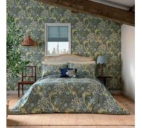 Morris & Co William Seaweed Duvet Cover Set In Cobalt & Thyme (Single Duvet Cover Set 140cm x 200cm)
