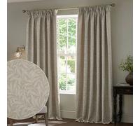 Morris & Co Willow Bough Jacquard Fully Lined Pencil Pleat Curtains in Cream | Size: 117Cm Width X 183Cm Drop