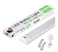 Morris LED Batten Light 1ft - 10W 1200LM, IP20 Rated, 6500K Daylight White, Single Energy-Efficient Light for Shelving, Utility Rooms, Workshops - Value Range