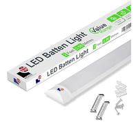 Morris LED Batten Light 2ft - 20W 2400LM, IP20 Rated, 6500K Bright Daylight, Single Light for Basement, Garages, Retail Shelving - Value Range