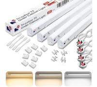 Morris LED Under Cabinet Light Linkable 3 Colours in 1 3000k/4000k/6500k Kitchen Light - UK Plug Included - 288mm, 550mm, 850mm,1150mm (288mm, 4 Pack)