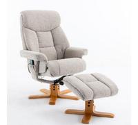 Morris Living Exmouth Fabric Swivel Recliner Massage Chair & Footstool In Sand