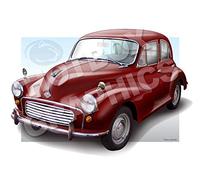 MORRIS MINOR 1000 - Classic Car Print of YOUR Car with your Number Plate