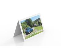 Morris Minor in the Countryside Happy Birthday Greeting Card PT095