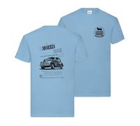 Morris Minor Vintage Advert T-Shirt British Sports Car Licenced Product (UK, Alpha, S, Regular, Regular, Sky Blue)