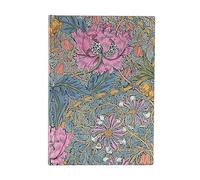 Morris Pink Honeysuckle (William Morris) Midi 18-month Horizontal Softcover Flexi Dayplanner 2025 (Elastic Band Closure)