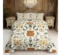 Morris Style Coverless Duvet Single, Art Nouveau Vintage Floral Reversible Comforter Set 2 Pcs, 1 Pillowcase, Bedroom Decor, 10.5 Tog Soft Lightweight Warm All Seasons BZ-L1012