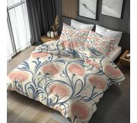 Morris Style Super King Duvet Cover Sets - Art Nouveau Floral Boho Bedding & Bedroom Decor, Super Soft Microfiber Quilt Cover and 2 Pillowcases, with Zip, Reversible Design j0bas-69