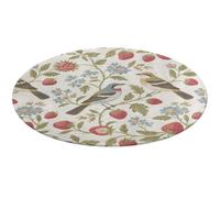 Morris Vintage Floral Strawberry Birds Round Area Rug Non Slip Backing Doormat Water Absorbent Plush Throw Low-Pile Non-Slip Floor Mat Carpet for Living Room Bedroom Entryway Nursery Room 80 * 80cm