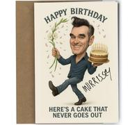 Morrissey Smiths Autograph Birthday Card - Funny Here's a Cake That Never Goes Out Greeting with Reproduction Printed Signature | Retro the Smiths Music Collectible for Men and Women No1972