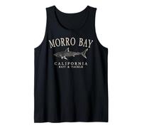 Morro Bay California Shark Ivory Art Vintage Fishing Tank Top