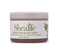 Morrocan Black Soap. Savon Beldi with Olive Oil. 100% Natural Ingredients. Traditional Formula. Removes Dead Skin Cells and Impurities. De-clogging Body Scrub. Purify Exfoliating. 220G