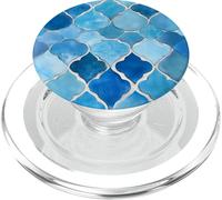Morrocan Tile Light Blue Floral Oriental Art Trendy Vintage PopSockets PopGrip for MagSafe