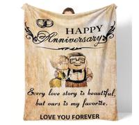 MORROWCAMP Anniversary Blanket Gifts for Him Her Couple 150 x 200 cm, Romantic Flannel Throw for Couples, Soft Cozy Warm Presents for Wife Husband, Valentine’s Day Birthday (Brown)