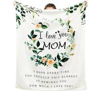 MORROWCAMP Gifts for Mum, Mum Blanket from Daughter or Son, Soft Flannel Throw Blanket 150 x 200 cm, I Love You Mom, Mother Present for Mummy Birthday Mothers Day Christmas, White