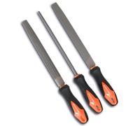 MORROWIND 3 Pcs Metal File Set, 8-Inch Carbon Steel Files with Flat, Half-Round, and Round Shapes, Heavy-Duty Hand Tools for Metal, Wood, Plastic and More, Orange