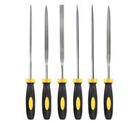MORROWIND 6-Piece Needle File Set, Diameter 3 mm Length 140 mm Hardened Alloy Steel Mini File for Metal Wood Plastic, Includes Flat, Warding, Square, Triangular, Round, Half-Round, Yellow