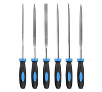 MORROWIND 6-Piece Needle File Set, Diameter 3 mm Length 140 mm Hardened Alloy Steel Mini File for Metal Wood Plastic, Includes Flat, Warding, Square, Triangular, Round, Half-Round, Blue