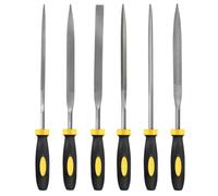 MORROWIND 6-Piece Needle File Set, Diameter 4 mm Length 160 mm Hardened Alloy Steel Mini File for Metal Wood Plastic, Includes Flat, Warding, Square, Triangular, Round, Half-Round, Yellow