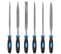MORROWIND 6-Piece Needle File Set, Diameter 5 mm Length 180 mm Hardened Alloy Steel Mini File for Metal Wood Plastic, Includes Flat, Warding, Square, Triangular, Round, Half-Round, Blue