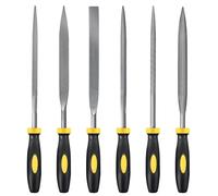 MORROWIND 6-Piece Needle File Set, Diameter 5 mm Length 180 mm Hardened Alloy Steel Mini File for Metal Wood Plastic, Includes Flat, Warding, Square, Triangular, Round, Half-Round, Yellow