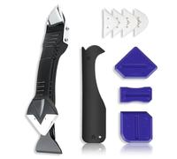 MORROWIND Silicone Caulking Tool Kit, 3 in 1 Caulk Remover, Grout Removal Scraper and Sealant Finishing Tool, Glass Glue Angle Scraper for Floor Window Sink Joints Bathroom Kitchen (Black)