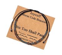 Morse Code Bracelet for Couples Women Men Adjustable Strand Engraved Matching Love Bracelet Set Secret Message Wood Beads with Cord Card Unique Gift for Friend Mothers Day Christmas Birthday