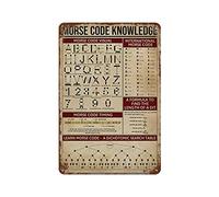 Morse Code Knowledge Morse Code Visual International Morse Code Metal Tin Signs 12×16 inch Poster Metal,Great Retro Gifts and Decorative Door Wall School Science Classroom Infographic Tin Sign