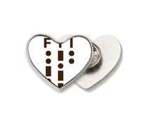 Morse Code Reference Points Lines Heart Metal Pin Brooch Clip Love