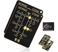 Morse Code Trainer Card, Portable Interactive LED Telegraph Trainer with Signal Buttons, Audio Visual Feedback & Record Playback Function for Adult Encryption and Morse Learning (2pcs)