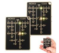 Morse Code Trainer Card Pro, Interactive Morse Code Learning Device, Real Time Decoding LED Signal Sound Modes, Portable Telegraph Practice Kit, Record Playback Gadget for Adults Beginners (2pcs)